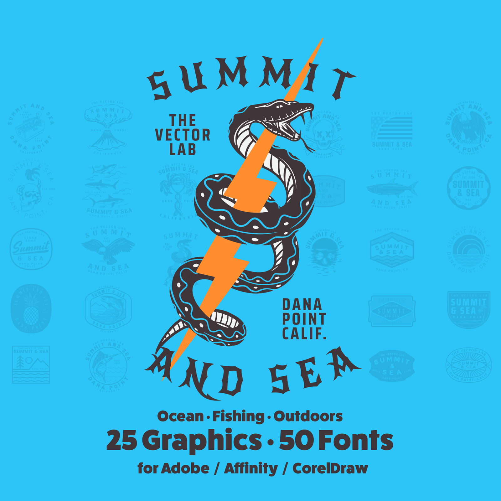 Summit & Sea Graphic Logo Templates for Adobe Affinity CorelDraw