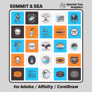 Summit & Sea Graphic Logo Templates for Adobe Affinity CorelDraw