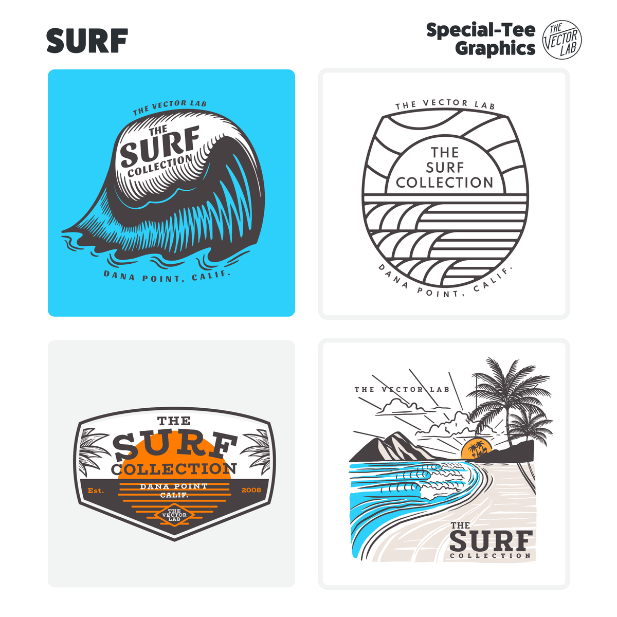 Surf Graphic Logo Templates for Adobe Affinity CorelDraw