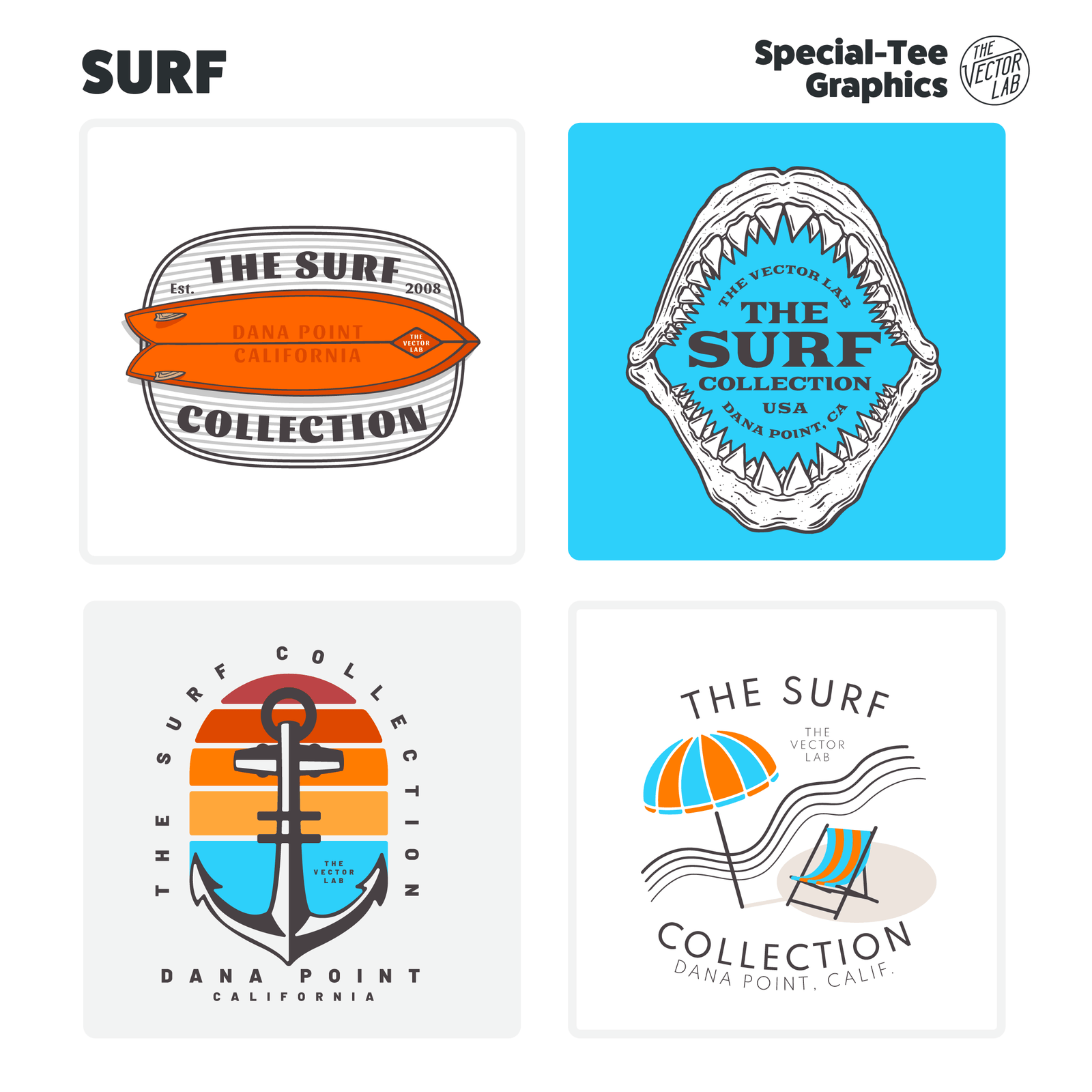 Surf Graphic Logo Templates for Adobe Affinity CorelDraw
