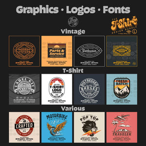 T-Shirt Design Bundle Large Graphic Logo Templates