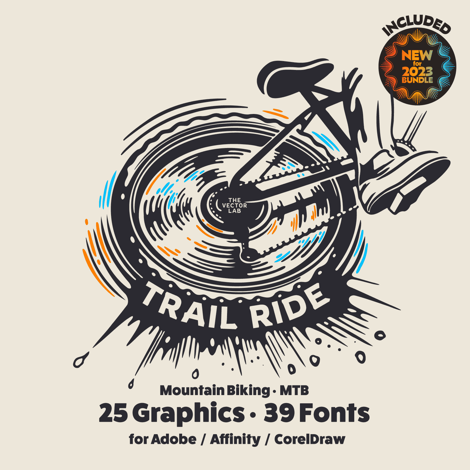 Trail Ride Mountain Bike MTB Graphic Logo Templates