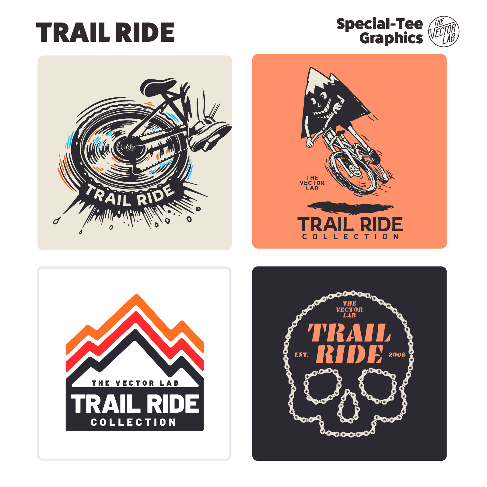 Trail Ride Mountain Bike MTB Graphic Logo Templates
