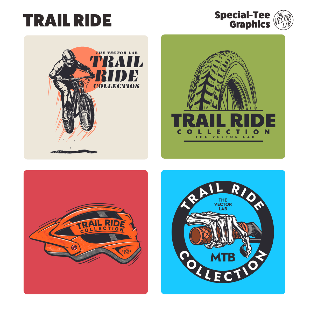 Trail Ride Mountain Bike MTB Graphic Logo Templates