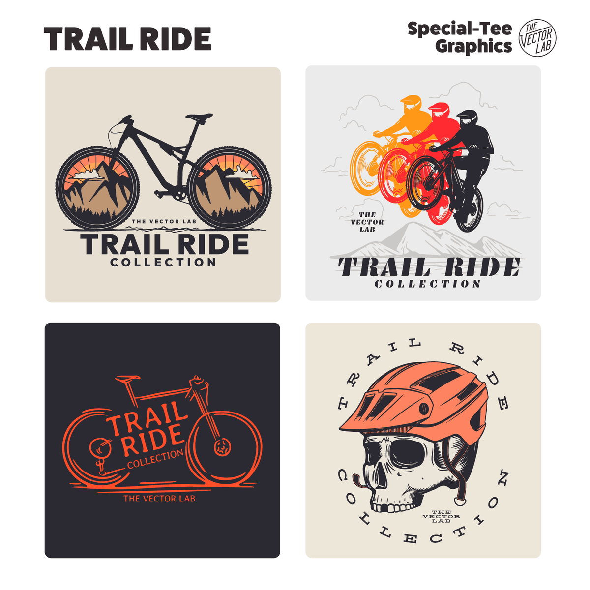 Trail Ride Mountain Bike MTB Graphic Logo Templates
