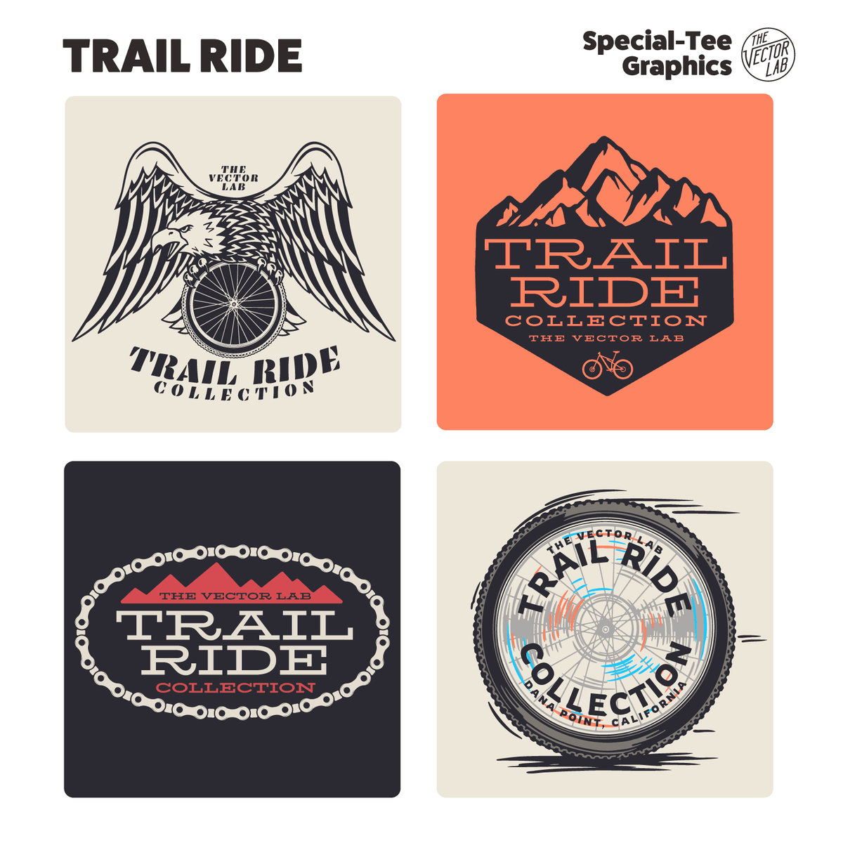Trail Ride Mountain Bike MTB Graphic Logo Templates