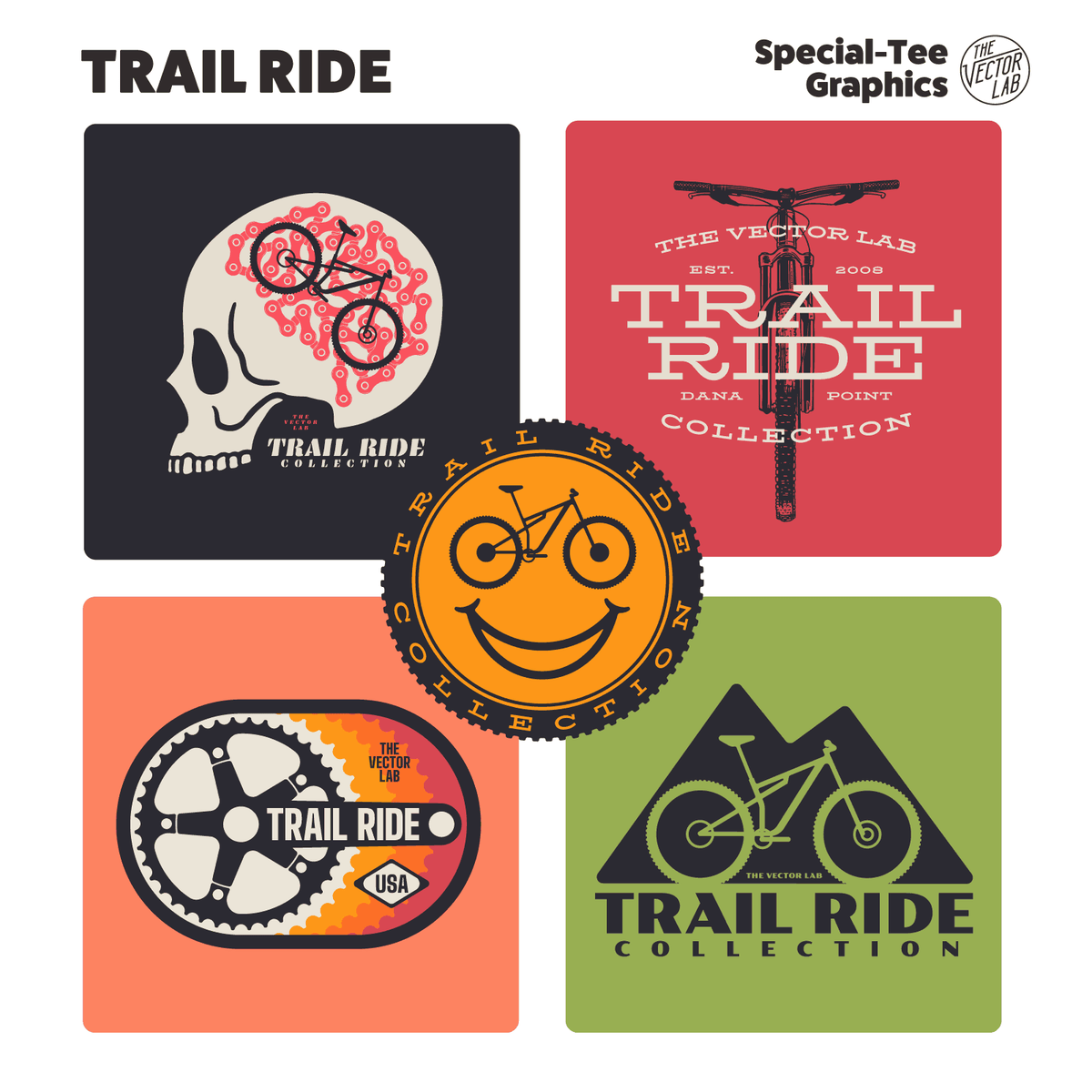 Trail Ride Mountain Bike MTB Graphic Logo Templates