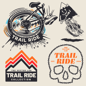 Trail Ride Mountain Bike MTB Graphic Logo Templates
