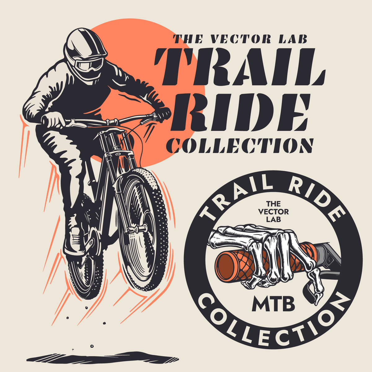 Trail Ride Mountain Bike MTB Graphic Logo Templates