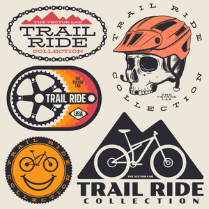 Trail Ride Mountain Bike MTB Graphic Logo Templates
