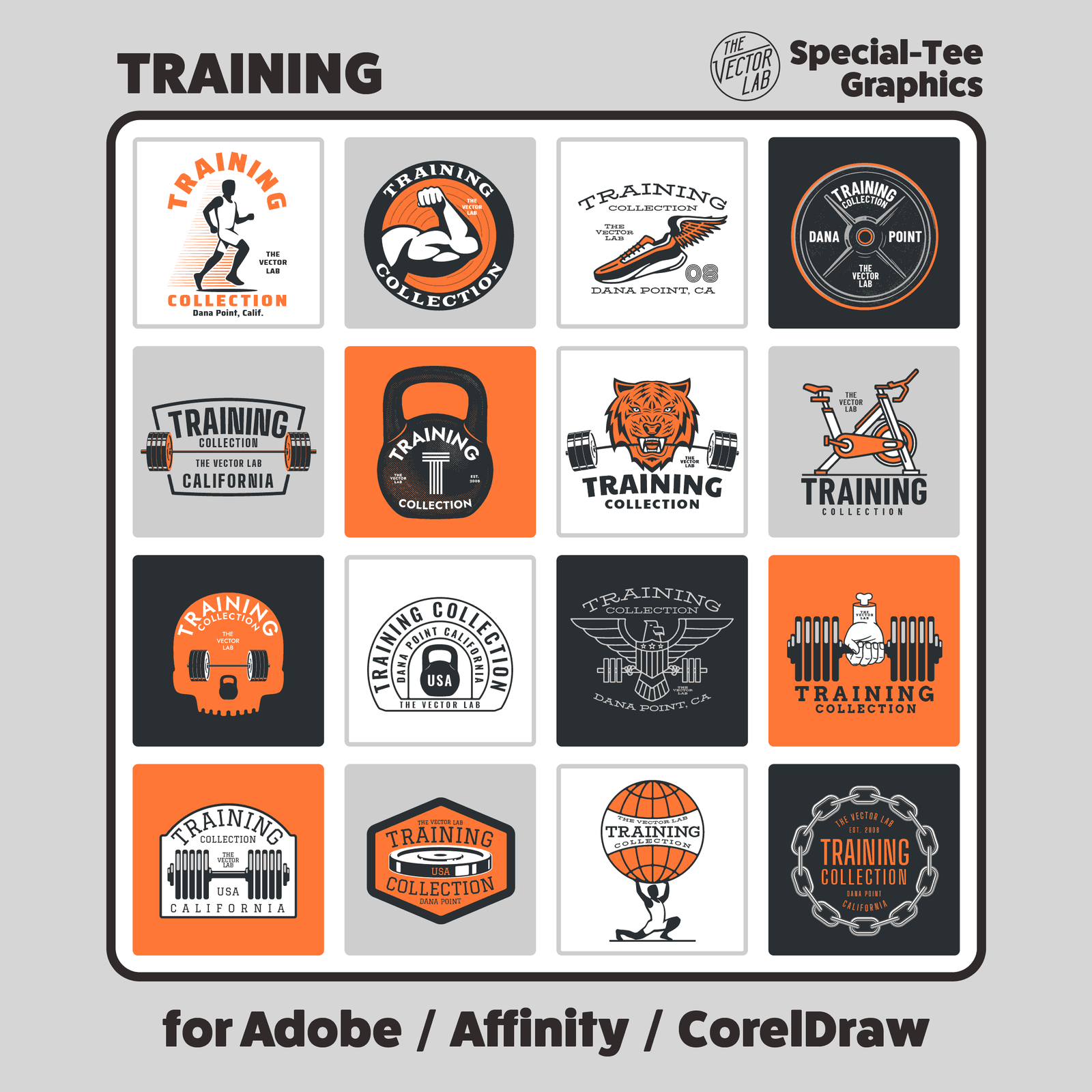 Training Graphic Logo Templates for Adobe Affinity CorelDraw