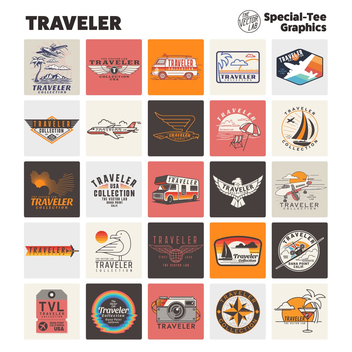 Traveler Graphic Logo Templates for Adobe Affinity Corel