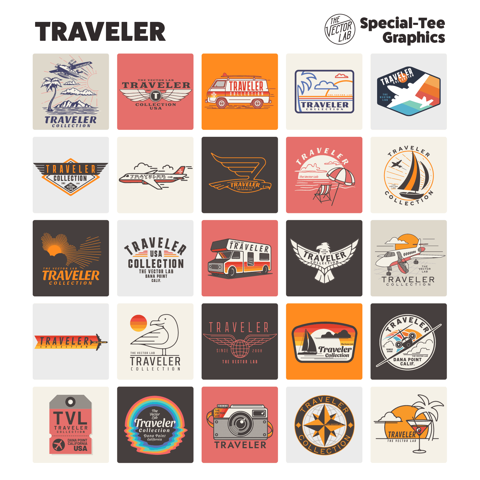 Traveler Graphic Logo Templates for Adobe Affinity Corel