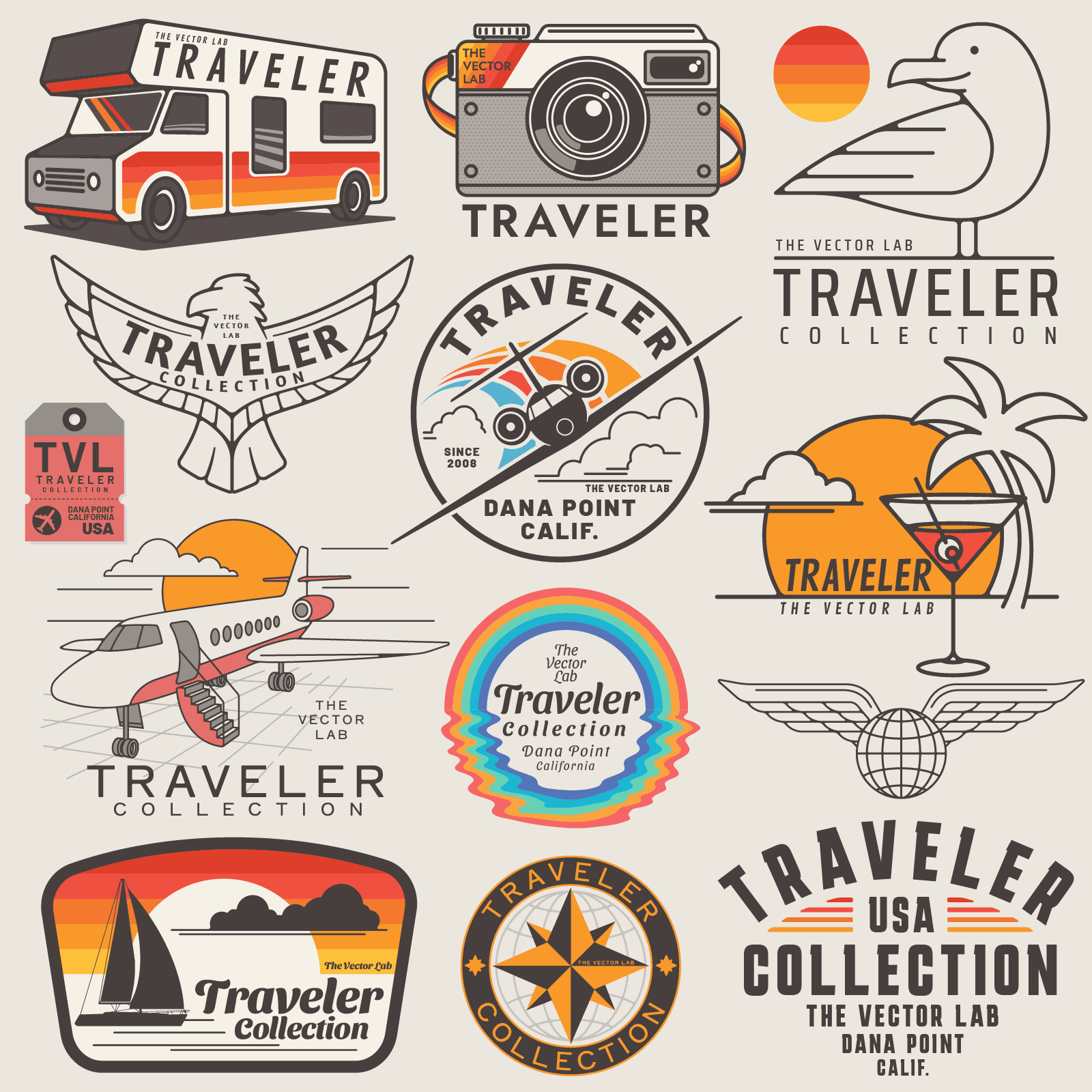 Traveler Graphic Logo Templates for Adobe Affinity Corel
