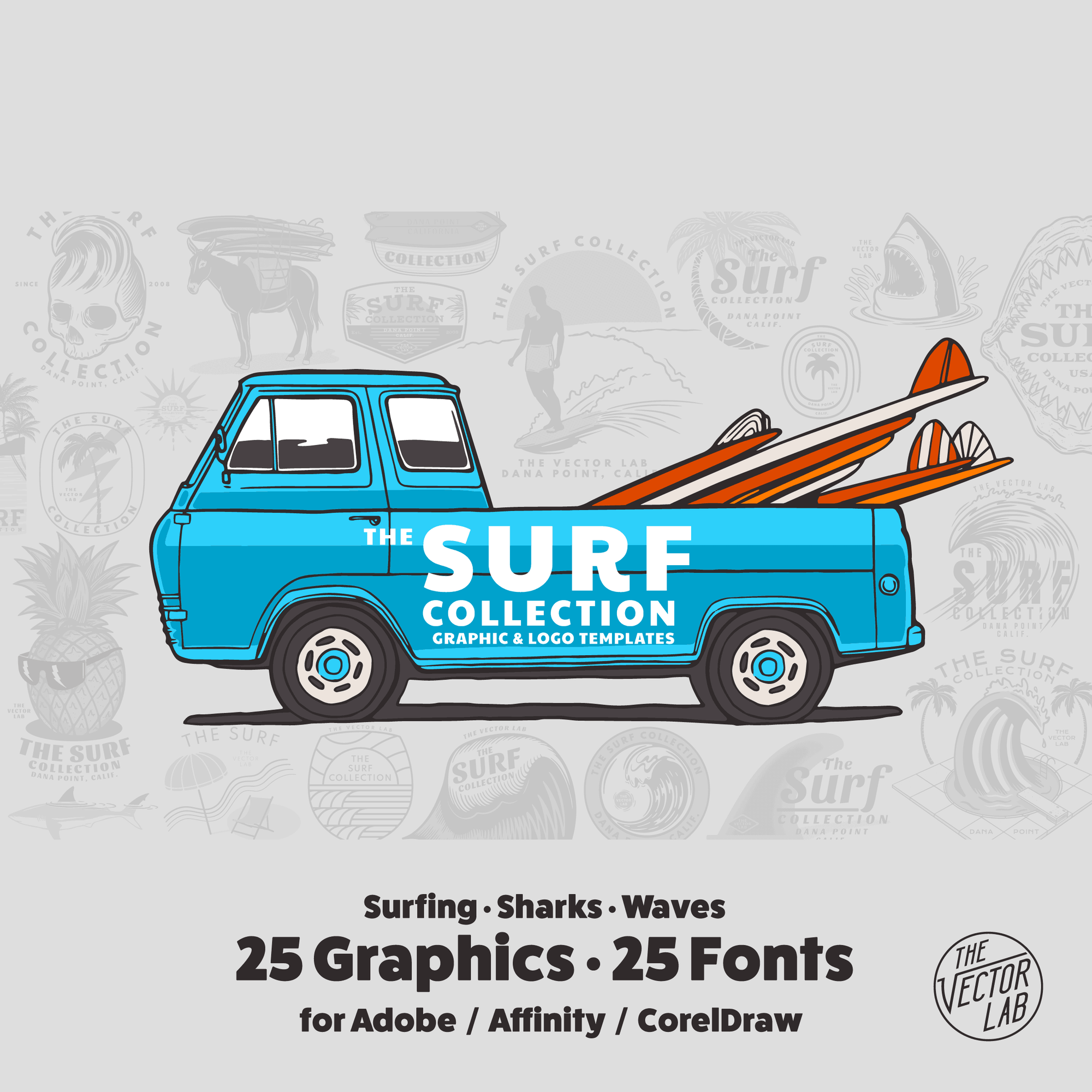 Surf Graphic Logo Templates for Adobe Affinity CorelDraw