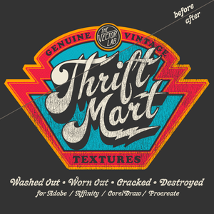 Thrift Mart vintage t-shirt textures for Adobe Affinity Procreate Corel