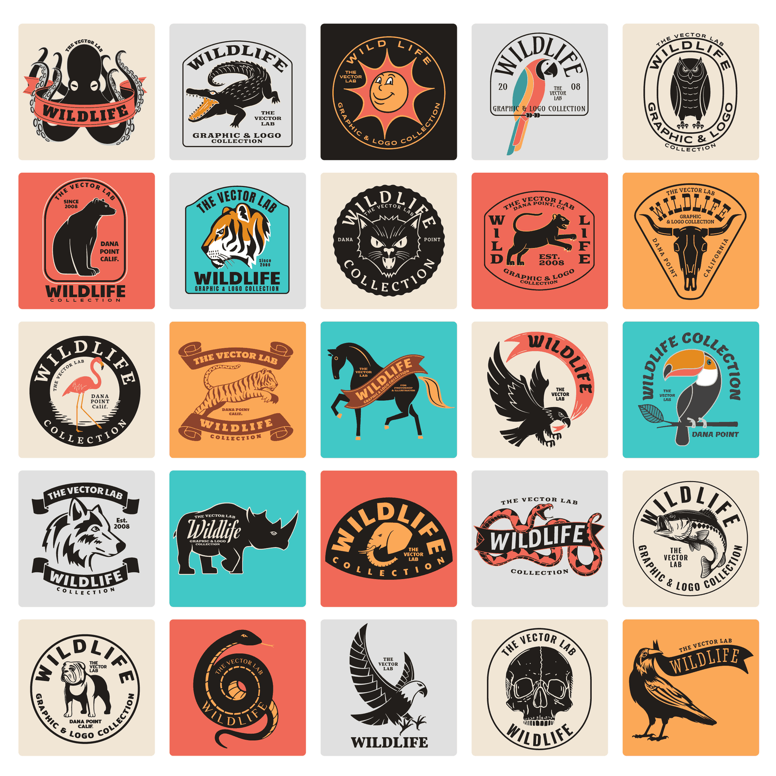 Wildlife graphic logo templates for Adobe Affinity CorelDraw