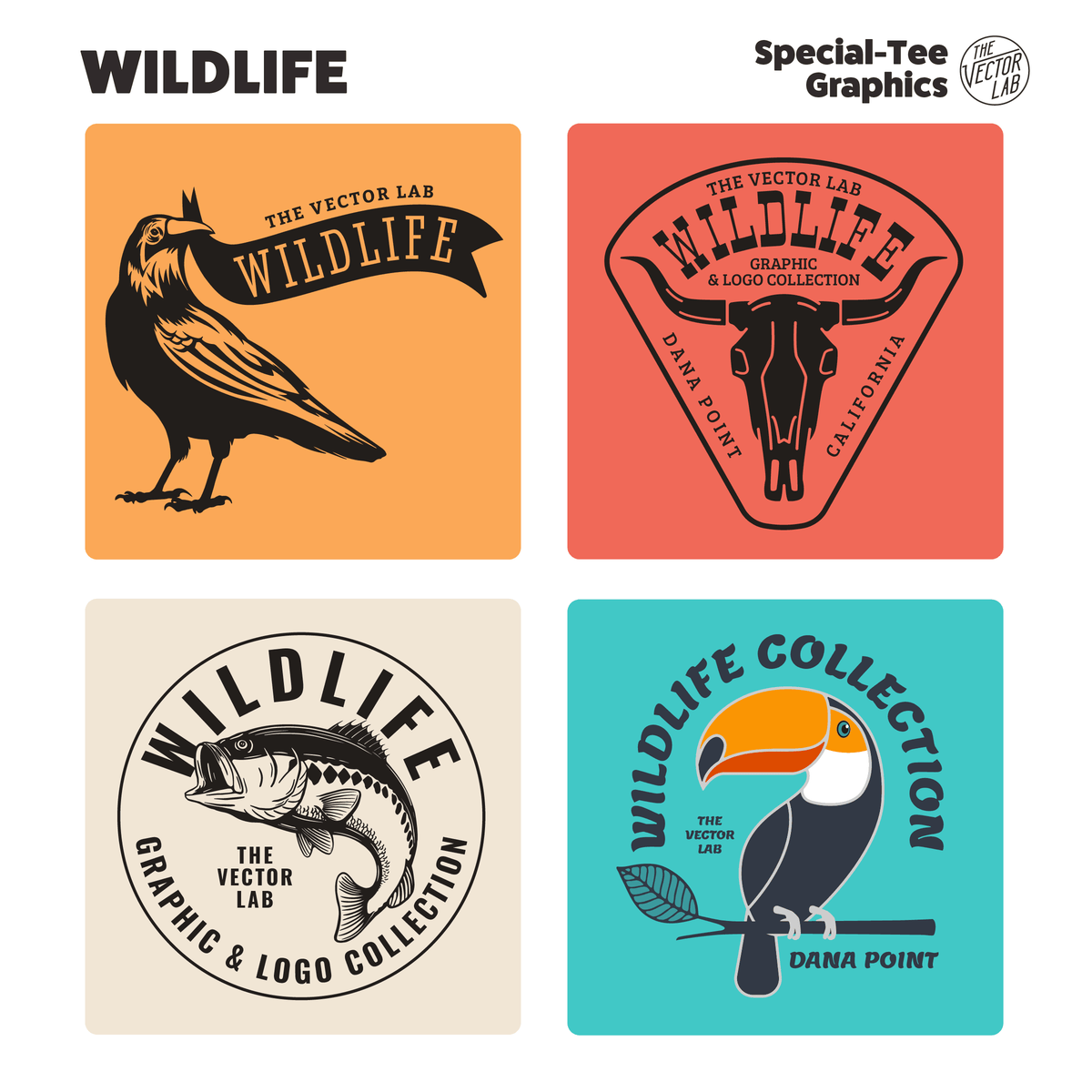 Wildlife graphic logo templates for Adobe Affinity CorelDraw