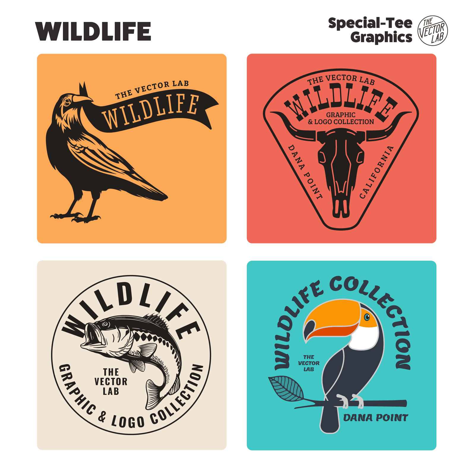 Wildlife graphic logo templates for Adobe Affinity CorelDraw