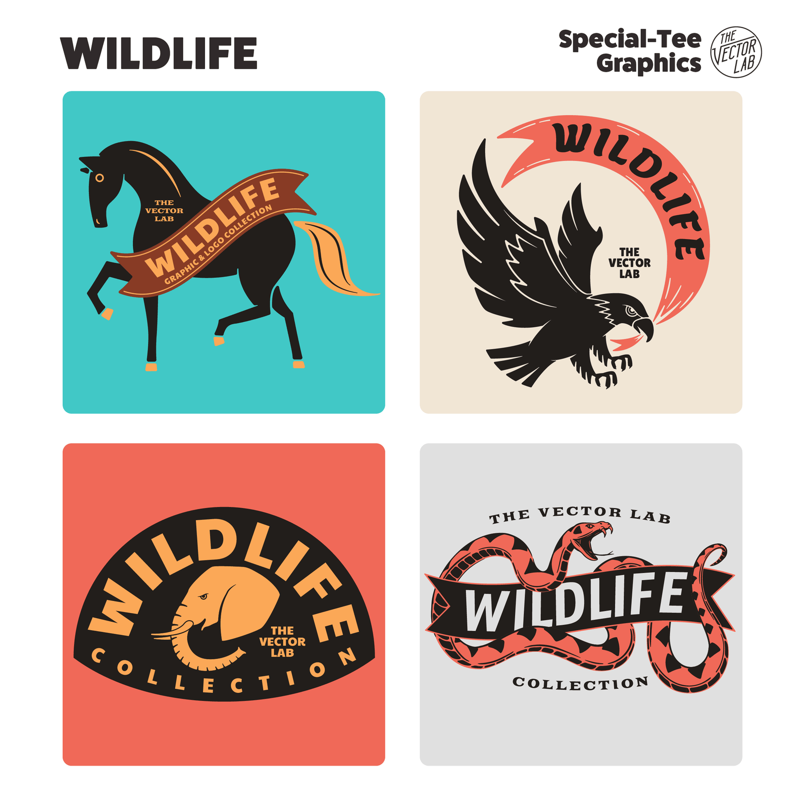 Wildlife graphic logo templates for Adobe Affinity CorelDraw