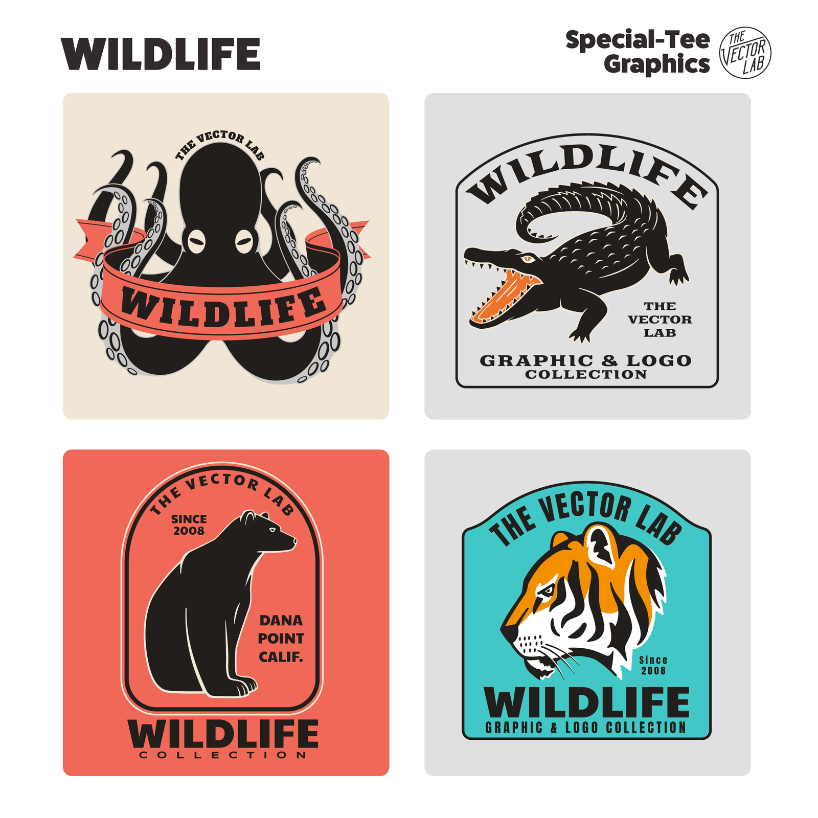 Wildlife graphic logo templates for Adobe Affinity CorelDraw