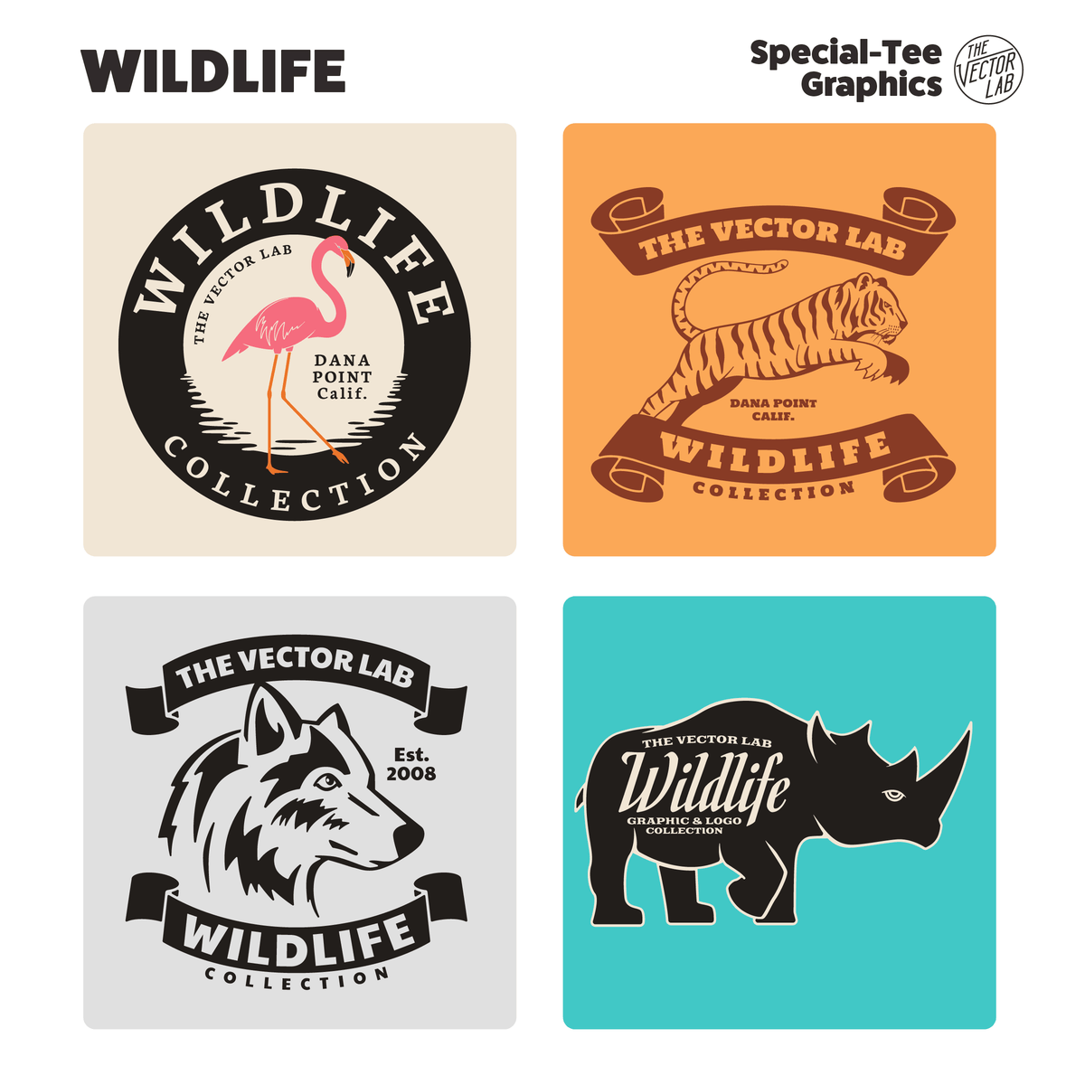 Wildlife graphic logo templates for Adobe Affinity CorelDraw