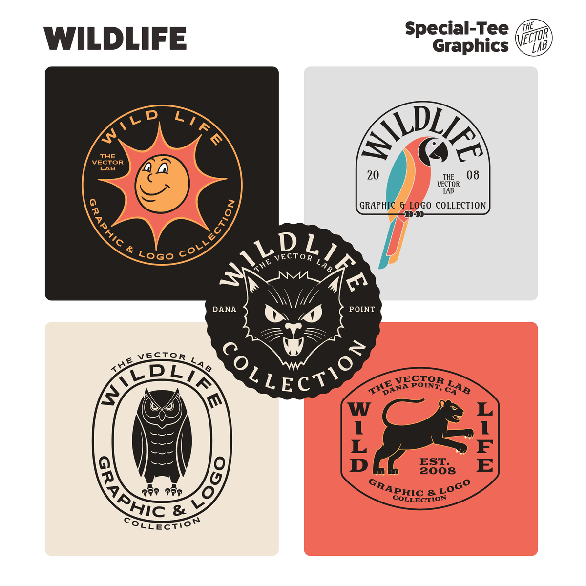 Wildlife graphic logo templates for Adobe Affinity CorelDraw