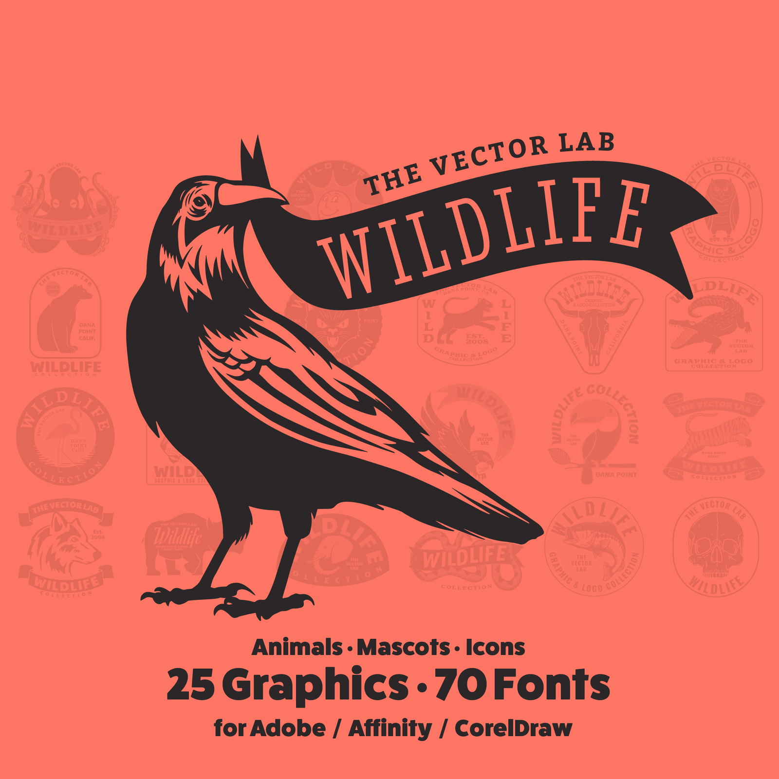 Wildlife graphic logo templates for Adobe Affinity CorelDraw
