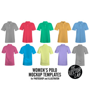 Women's Polo Shirt Mockup Templates for Photoshop and Illustrator