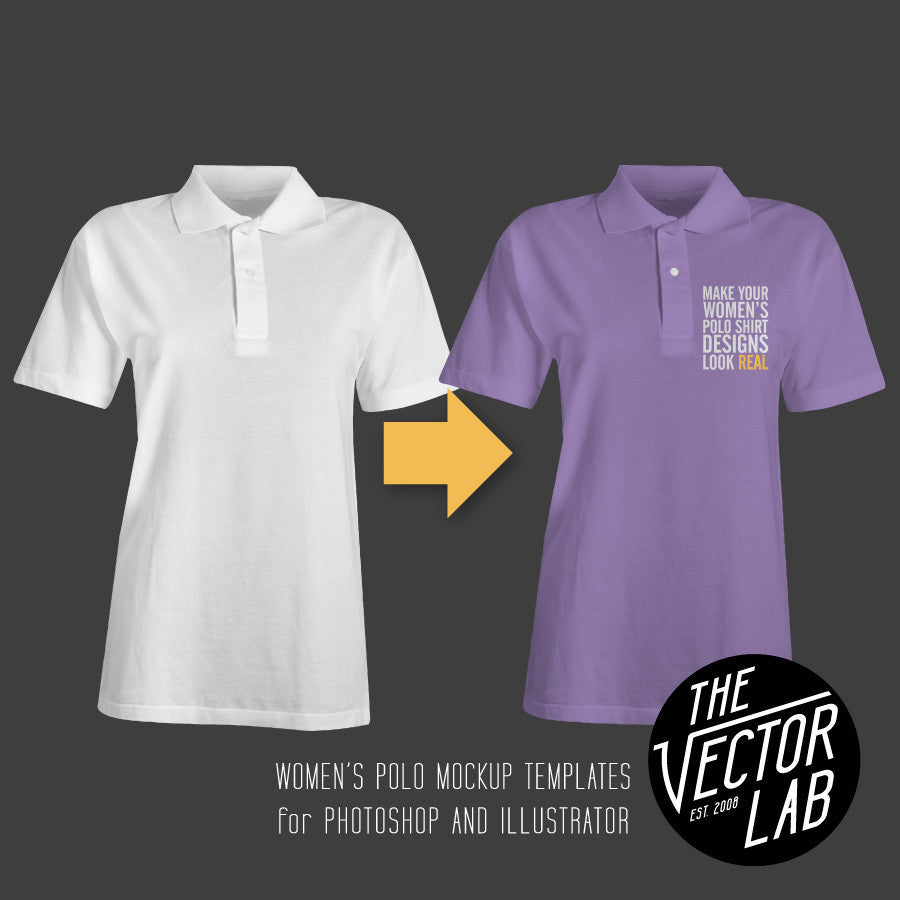 Women's Polo Shirt Mockup Templates for Photoshop and Illustrator