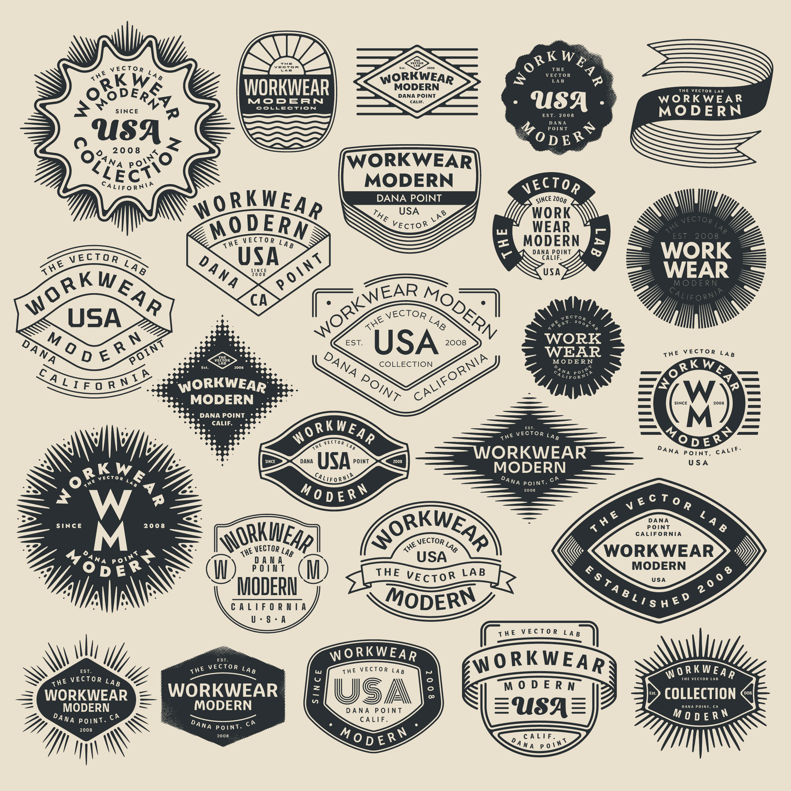 Workwear Modern Graphic & Logo Templates for Adobe, Affinity, Corel