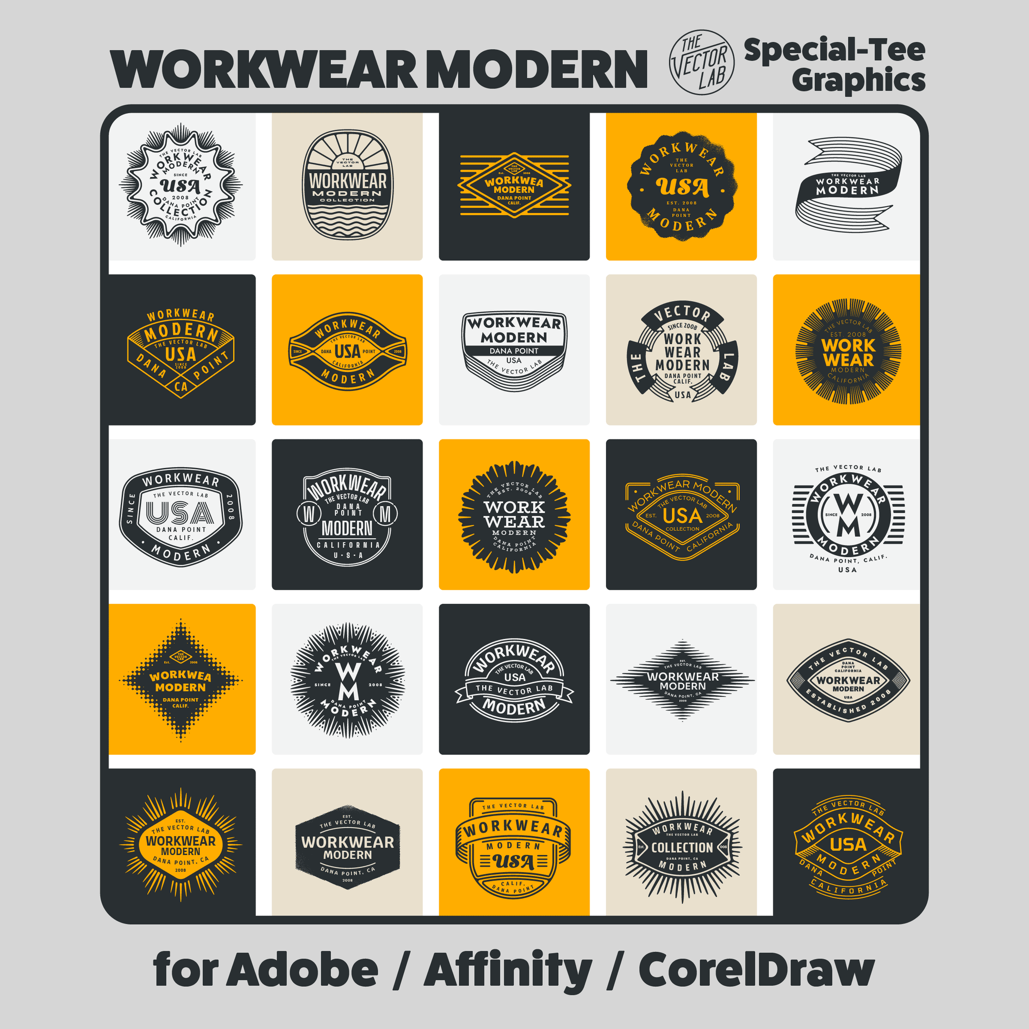 Workwear Modern Graphic & Logo Templates for Adobe, Affinity, Corel