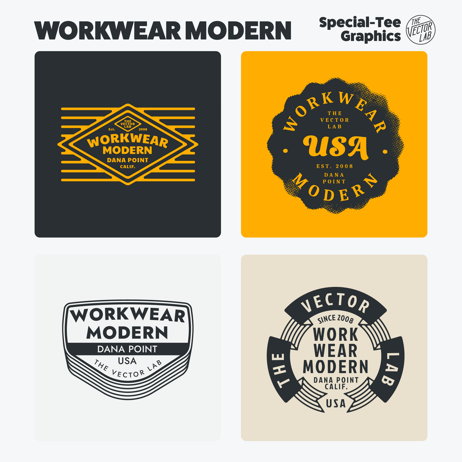 Workwear Modern Graphic & Logo Templates for Adobe, Affinity, Corel