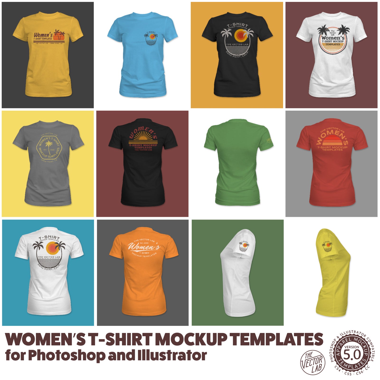 Women's T-Shirt Mockup Templates for Photoshop and Illustrator