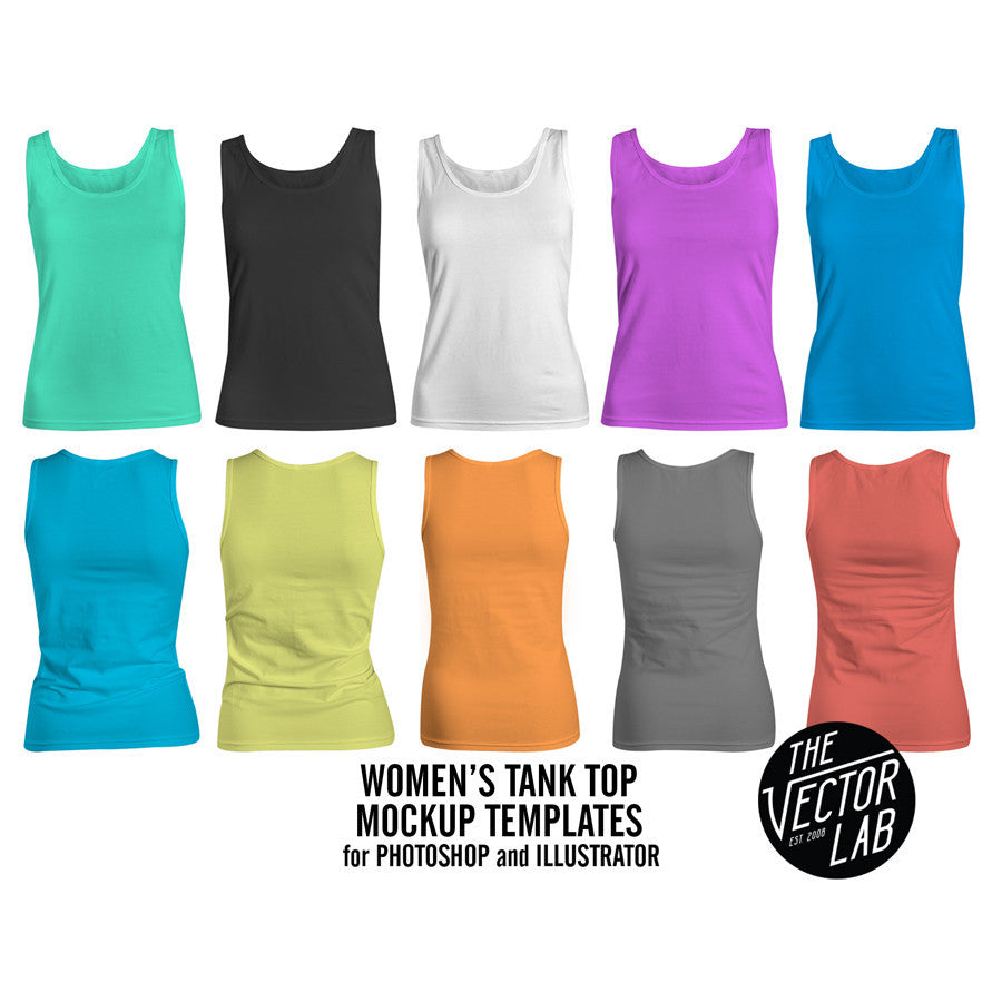 Women's Tank Top Mockup Templates for Photoshop and Illustrator