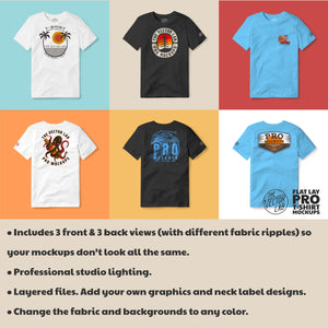 Flat Lay Pro T-Shirt Mockup Templates for Photoshop Illustrator Affinity and CorelDraw
